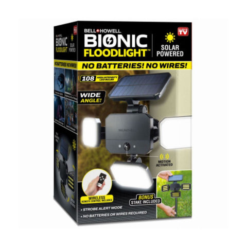 Bionic Solar Security FloodLight, 3 Light Panels, Motion-Sensing