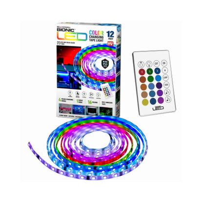 Bionic LED Tape Light, Color Changing Strips, with Remote, 12-Ft.