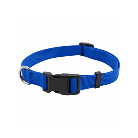 Dog Collar, Adjustable, Blue Nylon, Quadlock Buckle, 1 x 18 to 26-In.