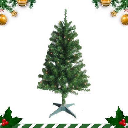 Artificial Pre-Lit Christmas Tree, 100 Clear Lights, Hinged, 4-Ft.