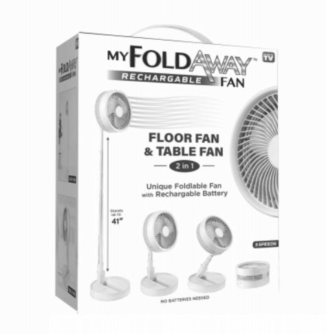 My Foldaway Rechargeable Fan, 3 Speeds, Expands Up to 40-In.