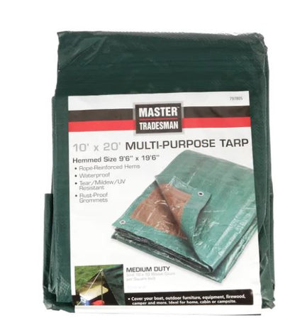 Storage Tarpaulin Cover, Green/Brown Polyethylene, 10 x 20-Ft.
