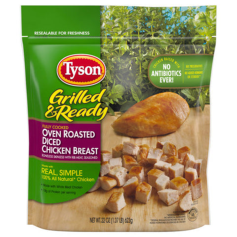 TYSON OVEN ROASTED BONELESS DICED CHICKEN BREAST 22Z / 8