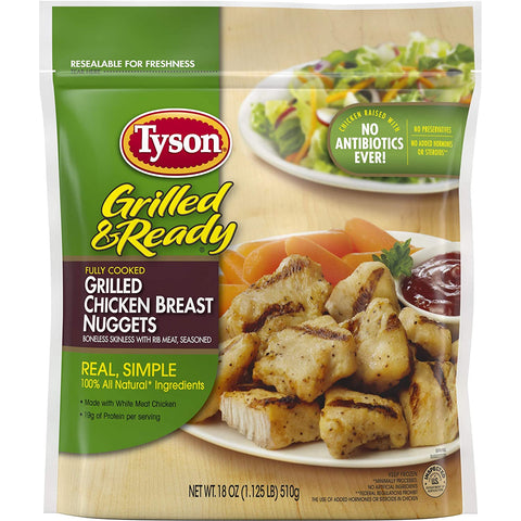 Tyson Grilled & Ready Fully Cooked Grilled Chicken Breast Nuggets, 18 oz