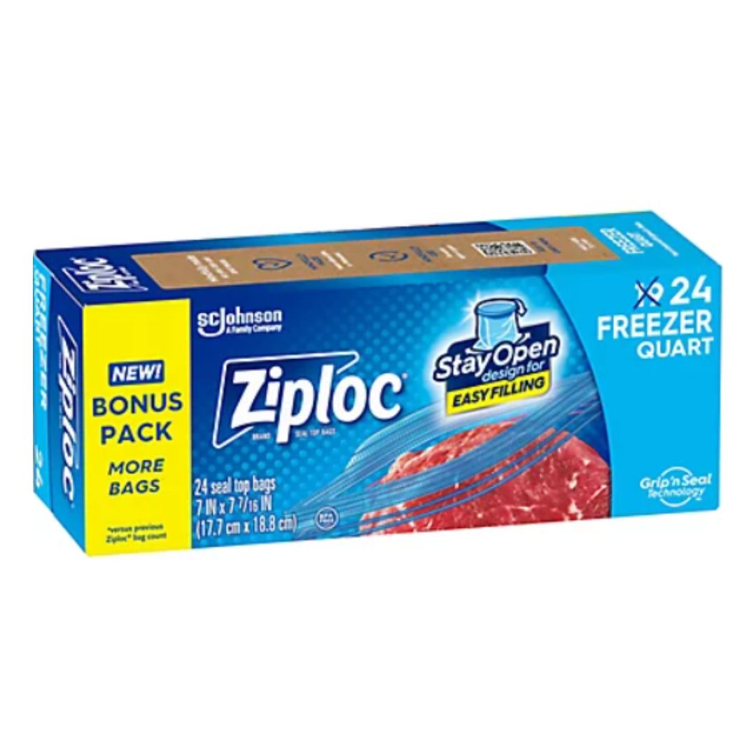 Ziploc Freezer Bags Quart - 24 CT / 12CT