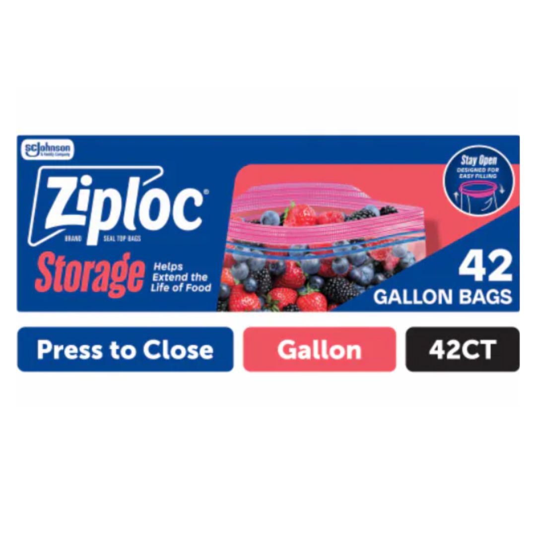 Ziploc® Gallon Storage Bags, Stay Open Design, Easy to Fill, 42 count / 1 gal