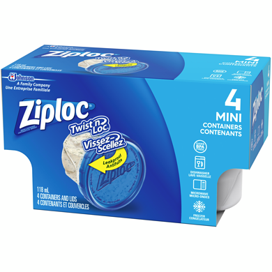 Ziploc Containers & Lids, Square, 1 Pint 4 Ea, Plastic Bags