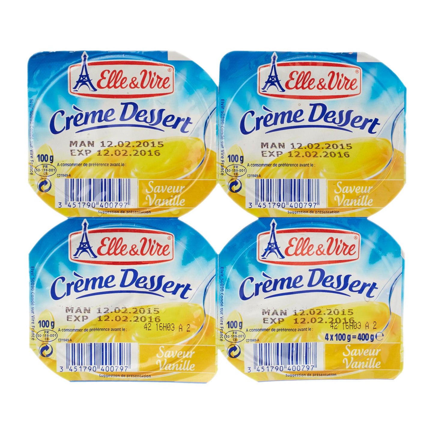 ELLE & VIRE Dessert Creme Vanille 100gm 4/pack 12