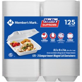 SUPREME HEFTY 3 COMPARTMENT FOAM CONTAINER 125 ct