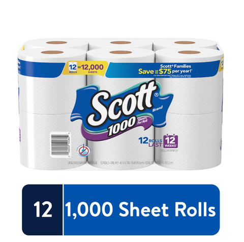 Scoot Bathroom Tissues White 1 Ply 4/12 Rolls