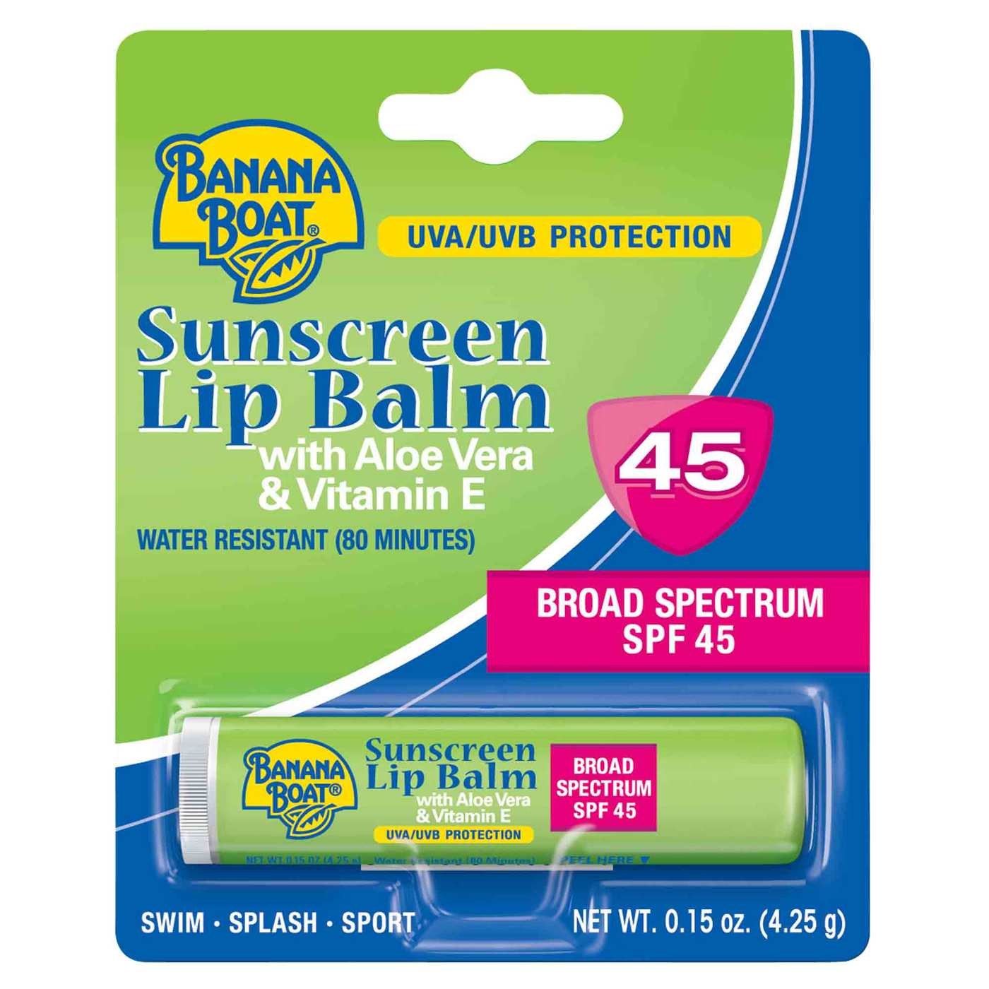 Banana Boat Lip balm Aloe Vera with Vitamin E SPF45 / 12