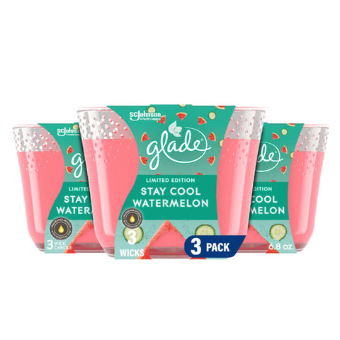 GLADE Limited Edition CANDLE WATERMELON ( 3 x 6.8OZ )
