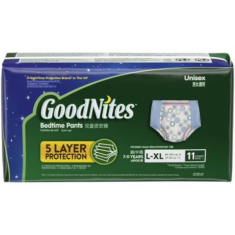 HUGGIES GOODNITES YOUTH PANTS L/XL -11PC x 4 Pack UNISEX