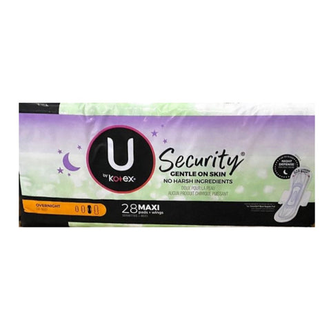 U by Kotex Security* Overnight Maxi Pads With Wings 4X28CT