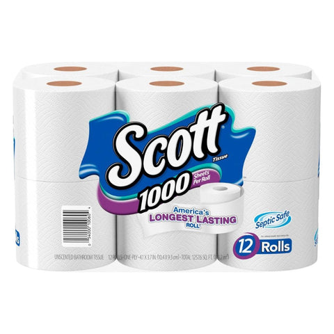 Scoot Bathroom Tissues White 1 Ply 4/12 Rolls