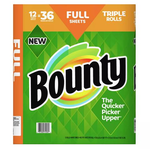 Bounty Select-A-Size Triple Rolls Paper Towels, White, 12 ct. / 36 SHEETS