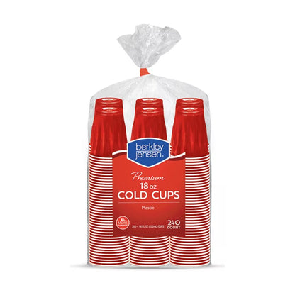 BJ RED PLASTIC CUP 240CT/18OZ