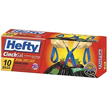 Hefty Cinch SakÂ® Lawn & Leaf Drawstring Trash Bags, 39 Gallon, 10