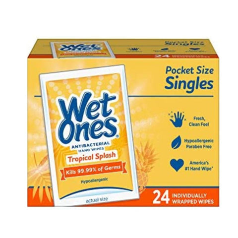 WET ONES ANTIBACTERIAL POCKET WIPES 10 PACK/ 24 COUNT