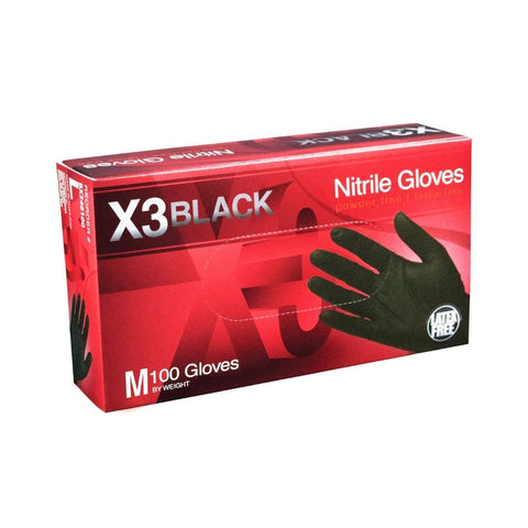 X3 BLACK NITRILE Powder Free Medium GLOVES / 1