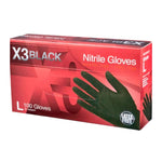 X3 BLACK NITRILE Powder Free Large GLOVES / 1