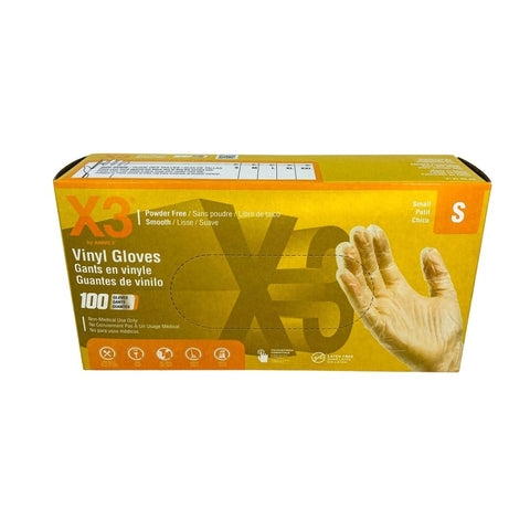 X3 CLEAR VINYL Powder Free IND SMALL GLOVES / 1