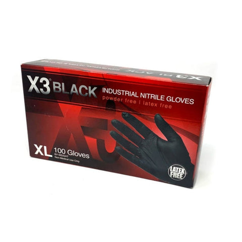 X3 BLACK NITRILE Powder Free IND XL GLOVES / 1