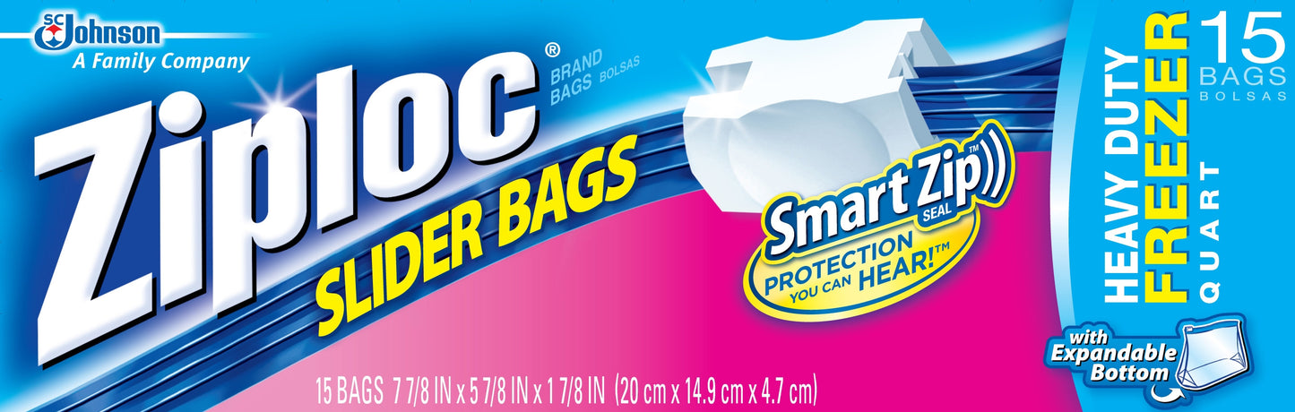 Ziploc Easy Zip Freezer Bags 12 Pack of 15 pcs