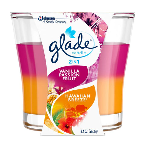 GLADE CANDLE 2-IN-1 HAWAIIAN BREEZE / VANILLA PASSION FRUIT (6 x 3.4oz)